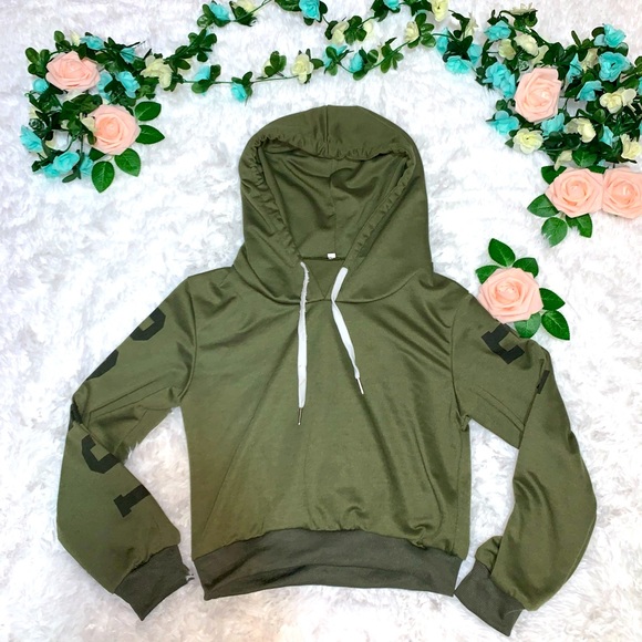 Banana Republic Girls Army Green Crop Top Pullover - Picture 2 of 8